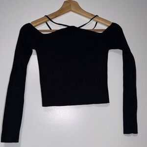 Zara Black Off-Shoulder Crop Top
